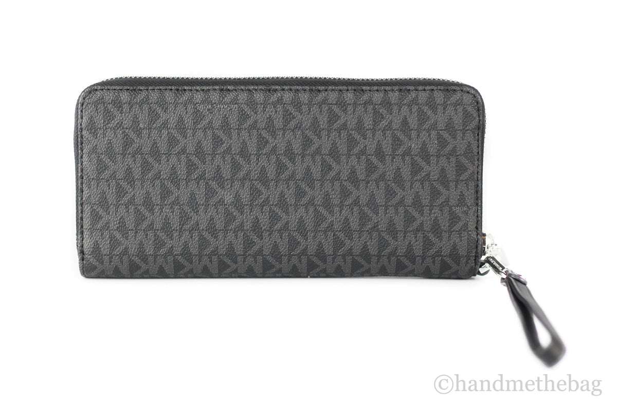 Michael Kors Jet Set Large Black Signature Continental Travel Wristlet Wallet
