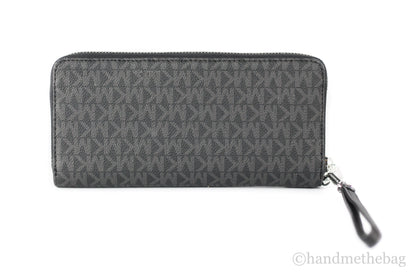 Michael Kors Jet Set Large Black Signature Continental Travel Wristlet Wallet
